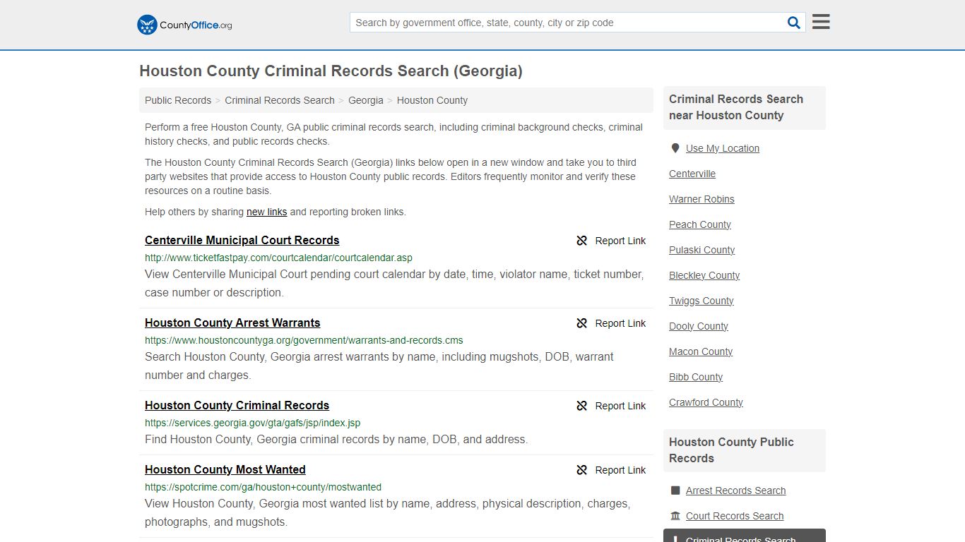 Houston County Criminal Records Search (Georgia) - County Office