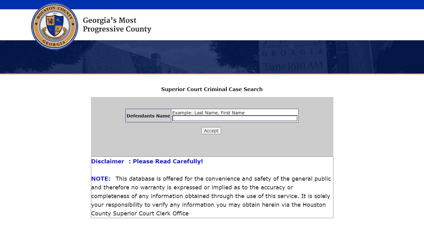 Superior Court Criminal Case Search - Houston County, Georgia